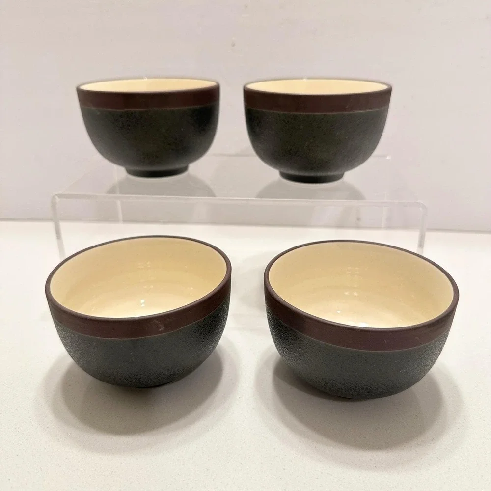 CEBU Set of Four (4) Back Ivory Tea Cups Made in Japan NEW in box The Cellar 90s